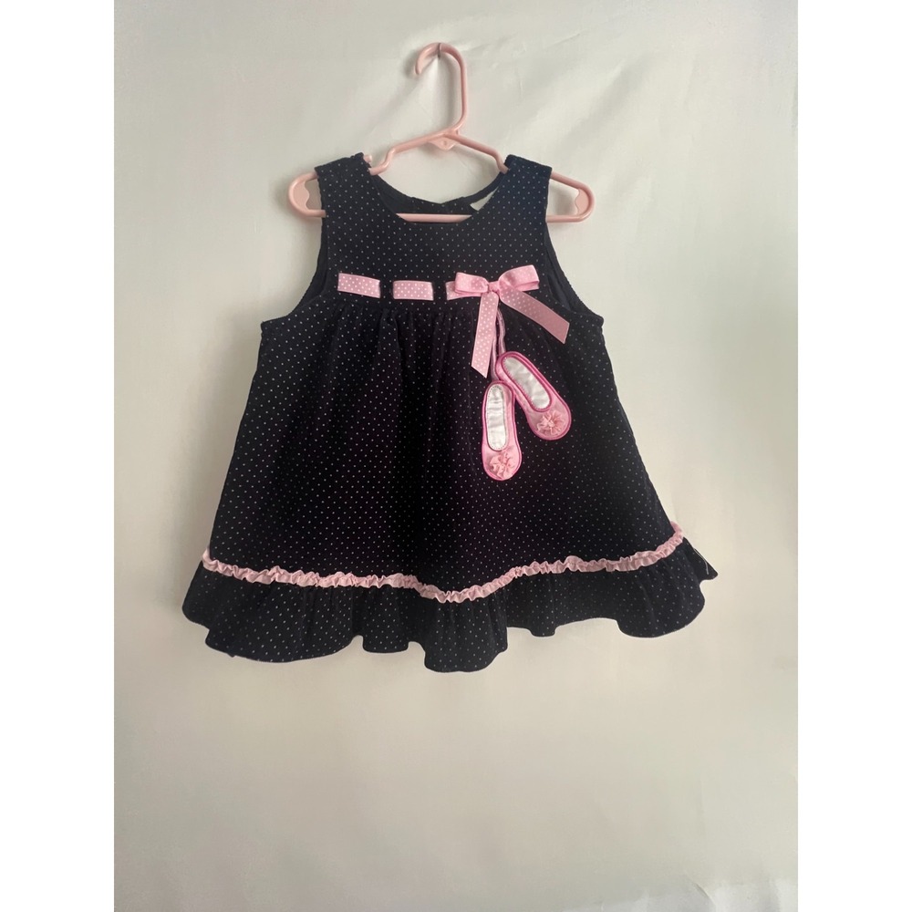 Rare Editons Ballerina Dress Girls 2T Blue Corduroy Pink Slipper Coquette Dance